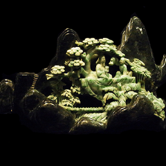 Rocher en jade de Honan bicolore de très belle qualité