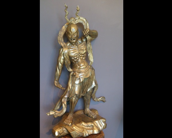 Statue d’un Gardien de Justice en bronze et or